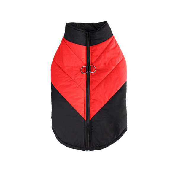 Vattentät Hundvinterjacka med Blixtlås för Utomhus - Hundkläder Snöoverall black red 4XL