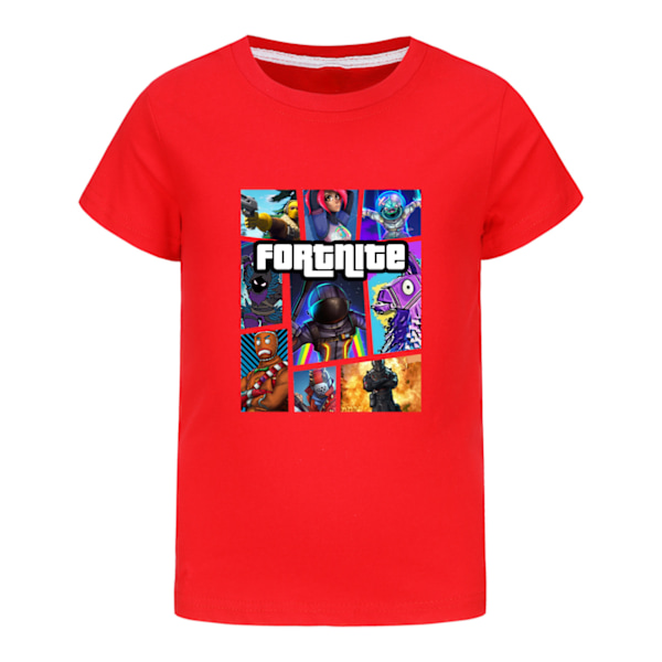 F0rtnite Pojkar T-shirt Sommar T-shirt Topp Barn Kortärmad Red 140cm