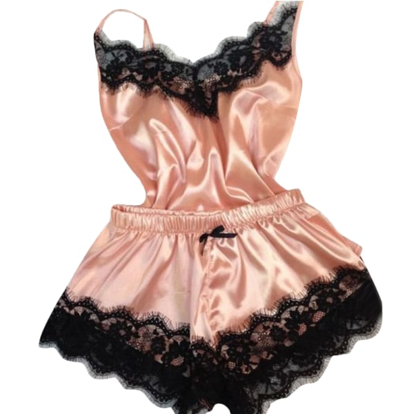 Sexig spetsunderkläder för kvinnor, babydoll, nattkläder, sovkläder pink M