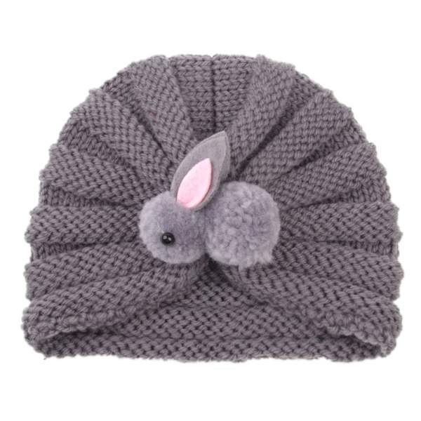 Stickad Bebishatt, Pullover, Spädbarnshatt, Kaninhatt grey