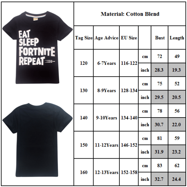 T-shirt med print "Eat Sleep Fortnite Repeat" Black 120