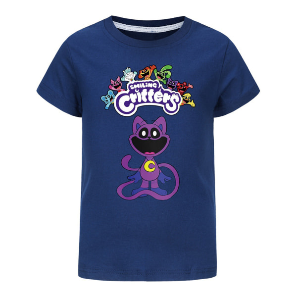 Barn Leende Critters CatNap Söt tecknad T-shirt Kortärmad T-shirt Unika toppar Julpresent Navy blue 140cm