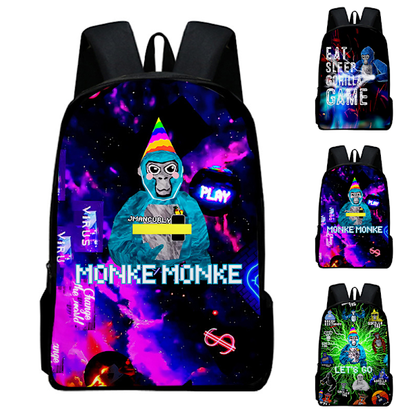 Game Gorilla Børne Rygsæk Skoletaske Skuldertaske Håndtaske C