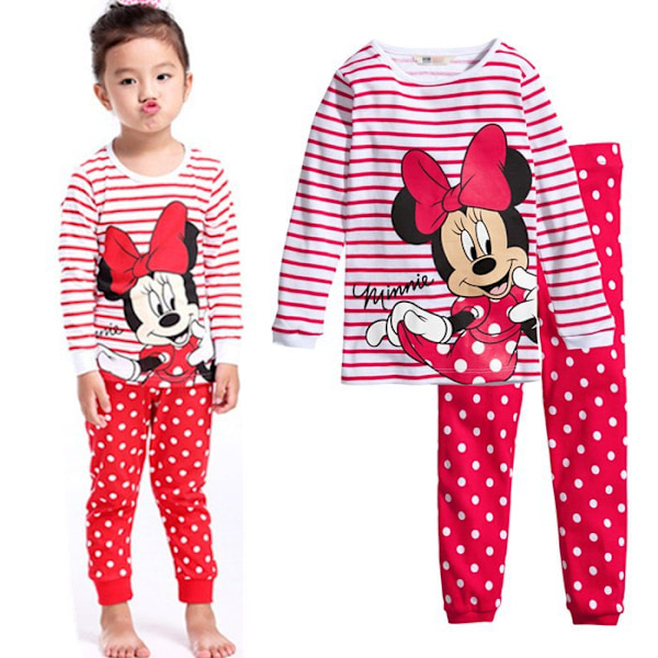 Minnie Pyjamas för små flickor, grafiskt långärmad tröja & byxor, sovkläder, hemmakläder, pyjamas #10 100cm