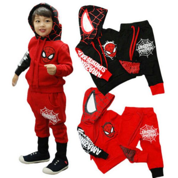 Spiderman Kids Sport Casual Träningsoverall Hoodies Byxor Sweatshirt Black 100cm