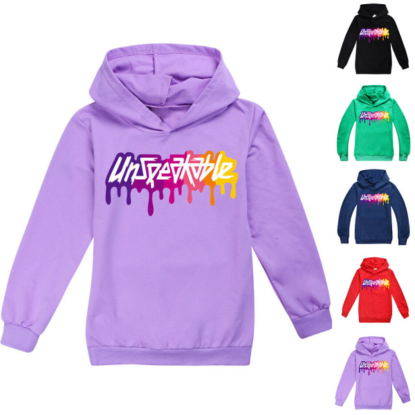 UNSPEAKABLE Tryckt Hoodie Barn Sweatshirt Tröja Jumper Topp purple 130cm