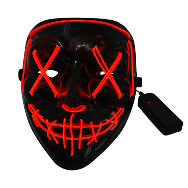 Neon Stitches LED-naamio, valojohto, Halloween-naamio, Puhdistusnaamio, Cosplay-juhlat Red