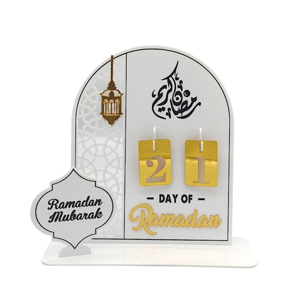 2024 Eid Ramadan Mubarak Advent -joulukalenteri koristeet kotiin White