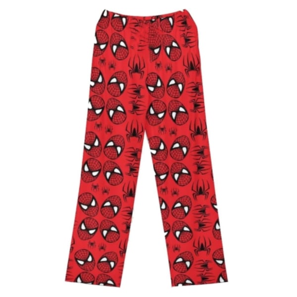 Kvinnor jul tecknad fleece pyjamas byxor, flickor tecknad katt print flanell sovkläder byxor (all over print) Red Spider L