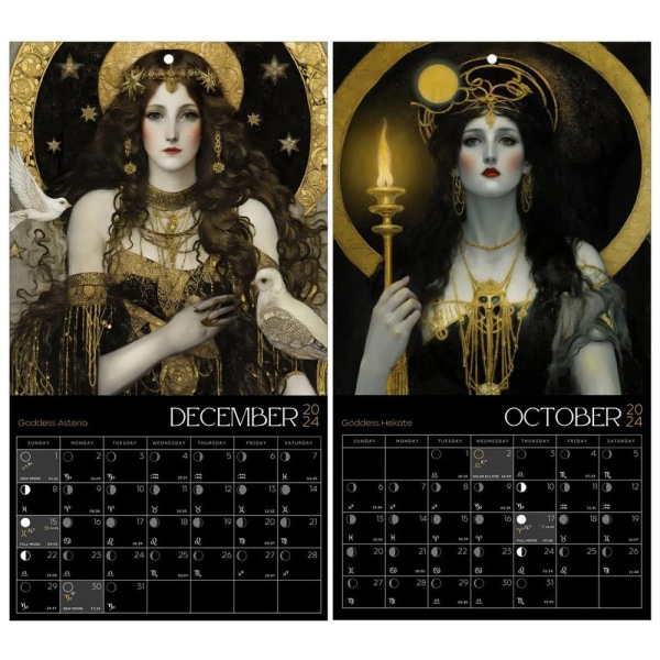 Dark Goddess 2024 Väggkalender Mystic Art Celestial för hennes gåvor 40*20cm