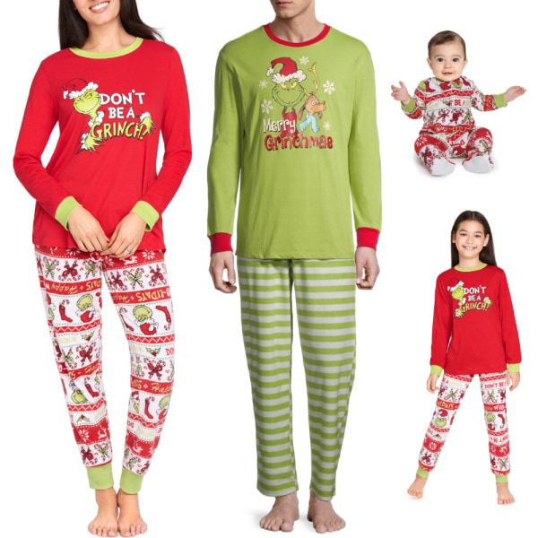 Julpyjamas för Familjen - Loungewear Set med Grinch-Motiv Kid 3-4T