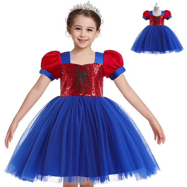 Spiderman Princess Dress Cosplay för tjejer Halloween Cosplay 130cm