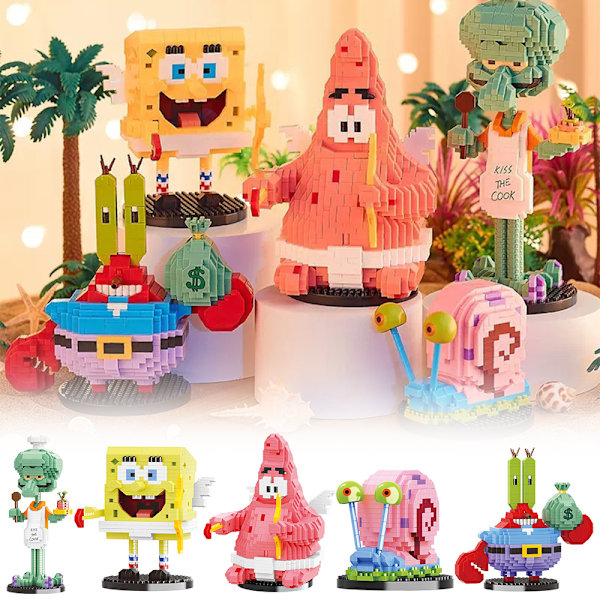 Tegneserie Byggeklodser Anime Figur Patrick Star Blæksprutte Mini Action Figur Legetøj Børnegave A