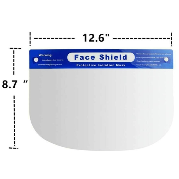 10 ST Skyddsvisirskydd Ansikte Mun PET Transparent 10pcs