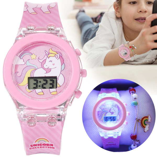 Hemobllo Unicorn Kids Rainbow Armband Luminous Digital Watch