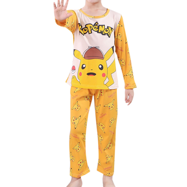 Barnens avslappnade bekväma långärmade hemmaplagg pyjamas med tecknade motiv yellow 146-152cm