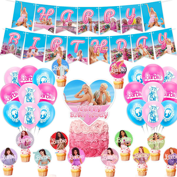 Riktiga Barbie-födelsedagsfesttillbehör Tårta Dekoration Ballong