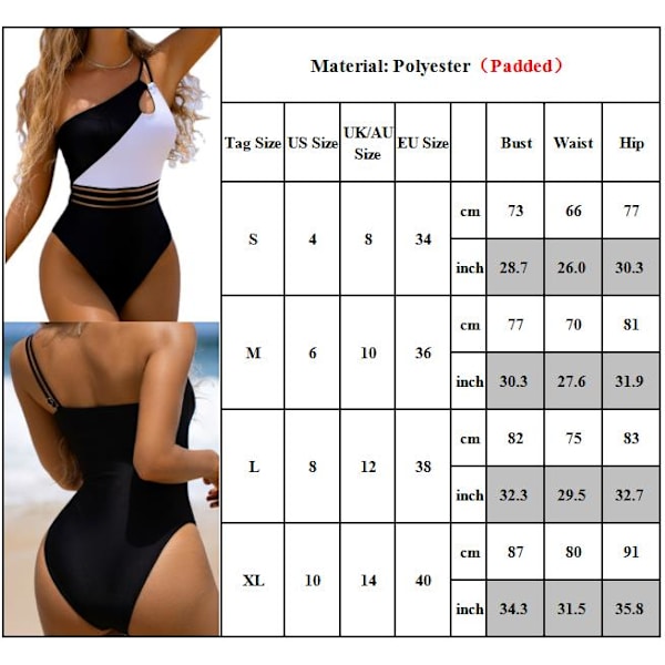 En-delad Dam Baddräkt Monokini Magkontroll Badkläder Bikini M