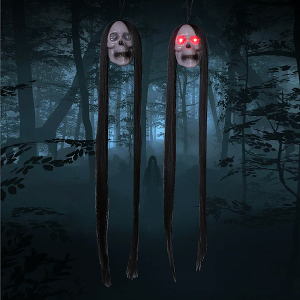 Halloween Lysende Spøgelse med Langt Hår, Dekoration til Hjemsøgt Hus