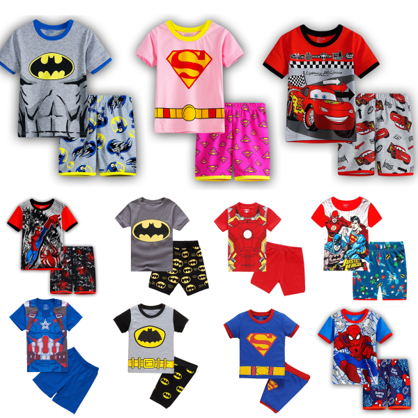 Barn Pojkar Pyjamas Set Tecknad T-shirt Shorts Nattkläder Outfit Marvel Three Heroes 100cm