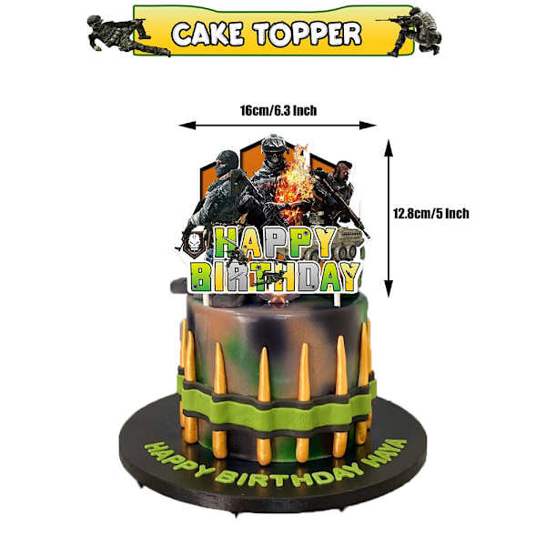 Call of Duty-tema födelsedagsfest dekorationer banderoller ballonger tårta cupcake toppers set