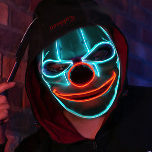 Clown Luminous Mask Cosplay Kostym Halloween Mask