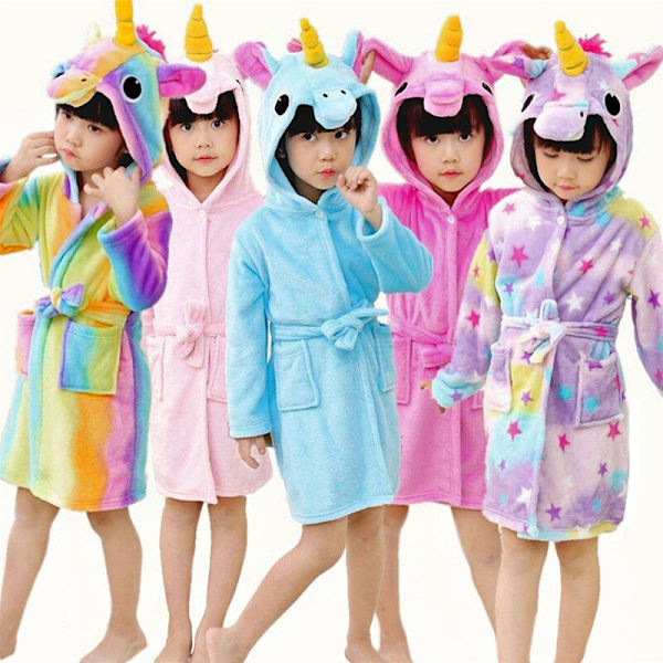 Barnbadrock Djur Enhörning Pyjamas Nattkläder rosered 110 cm
