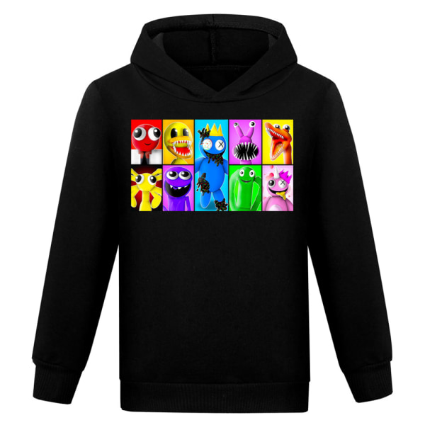 Barn Pojkar Flickor Rainbow Friend Hoodie Sweatshirt Pullover Jumper black 130cm