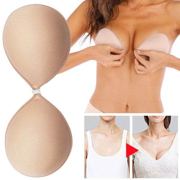 Självhäftande BH Sticky Strapless Push Up Återanvändbar Self Silikon BH Skin-C