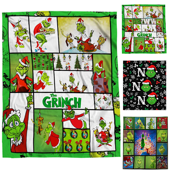 Julgrinch 3D-tryckt Sherpafilt, Pläd, Sängkläder B 80*120CM
