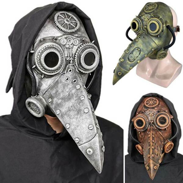 Doctor Bird Lang Næse Næb Steampunk Festmaske Halloween Silver