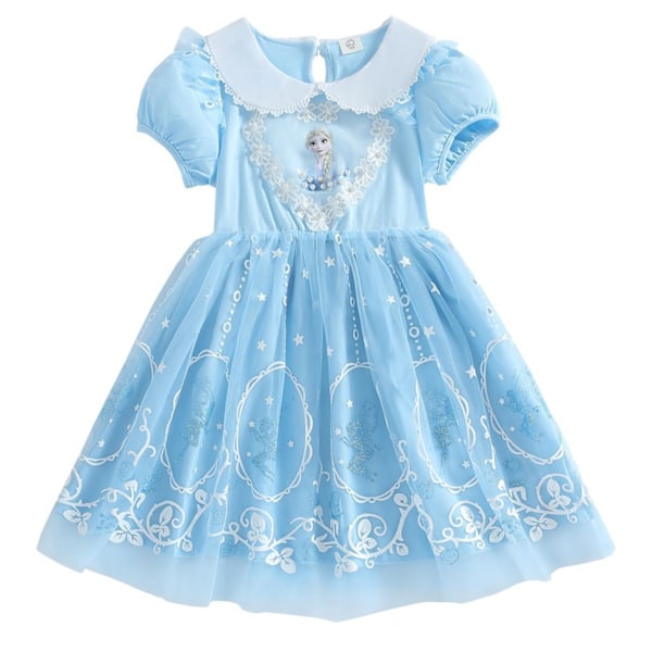 Elsa Prinsessekjole til Piger Kortærmet Småbørn Børn Cospaly Fødselsdag Halloween Julefestkjole Light Blue 100cm