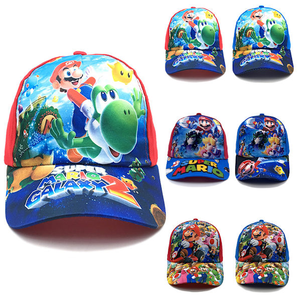 Super Mario -aiheinen baseball-lippis pojille ja tytöille, litteä lieri, säädettävä lippa, lahjat C Red