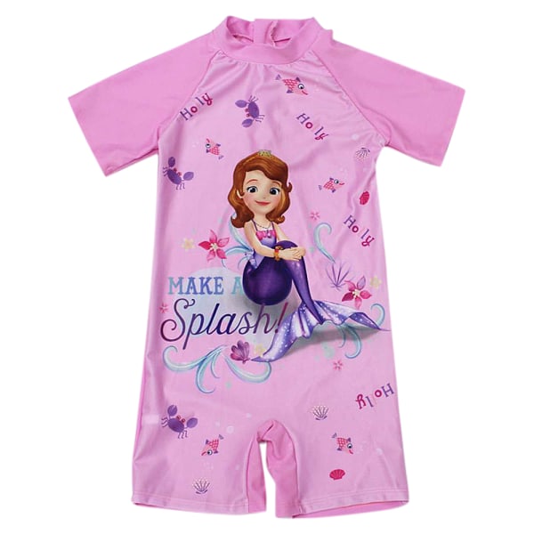 Barn Flickor Cartoon Tryckt Baddräkt Rund Hals Badkläder Barbie 2XL