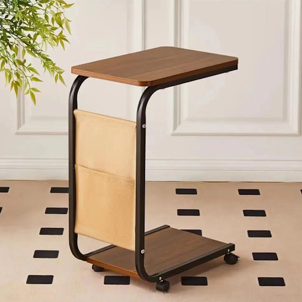 [Snabb leverans] Sidobord, C-format mobilt soffbord, laptopbord, soffbord, datorsidobord, 40 x 28 x 63 cm, valnötsoptik, för vardagsrum