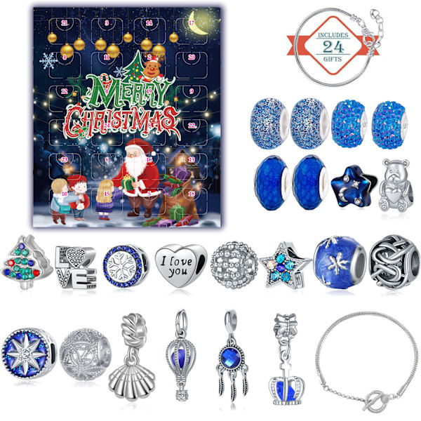 Julekalender 24 Dages Nedtælling DIY Charm Armbånd Piger Julegaver