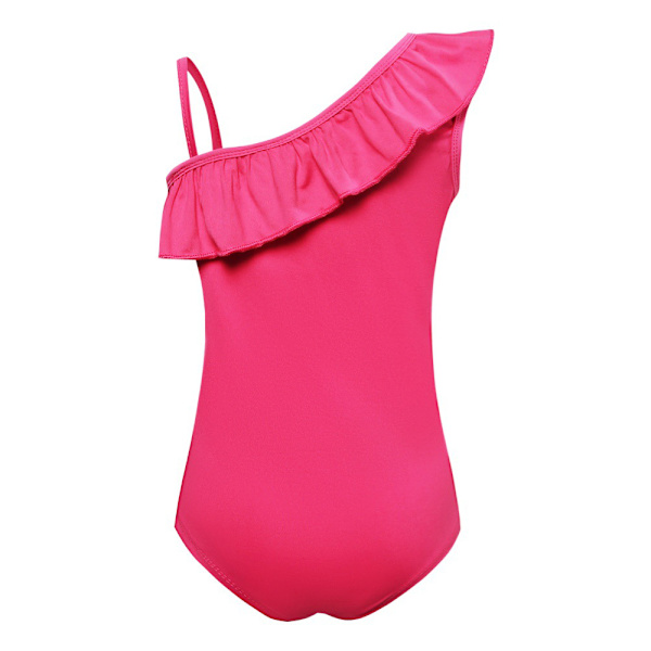 Lilo & Stitch Tryckt Barnflickor Monokini Baddräkt + Badmössa Kostym Surf Strandkläder Rose Red 140cm