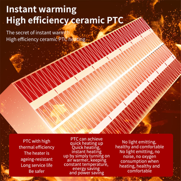 Mini Electric PTC Värmare Fläkt Termostat Säkerhet Hem Vintervarm