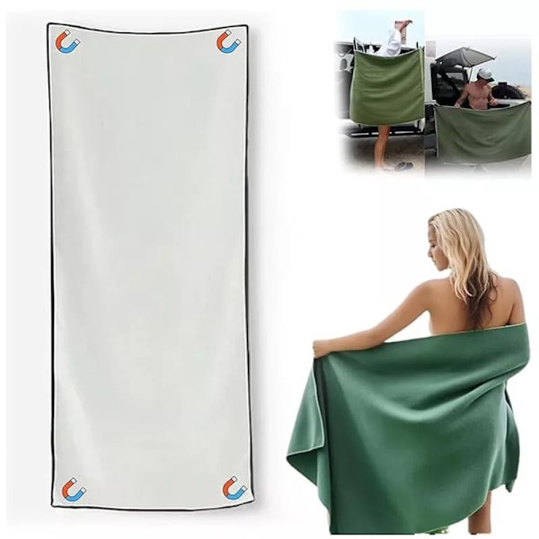 Magnetisk strandhandduk för utomhusbruk, sandresistent handduk med magnetiska fästen White