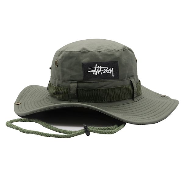 Oversized Edge Sort Fiskerhat til Mænd Hurtigtørrende Solhat UV-strålingsblokering Army green