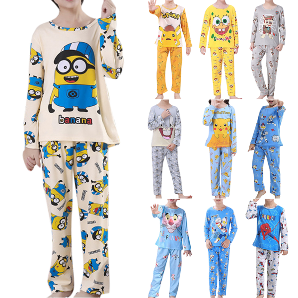 Barn Casual Bekväm långärmad pyjamas tecknad film SpongeBob 134-140cm