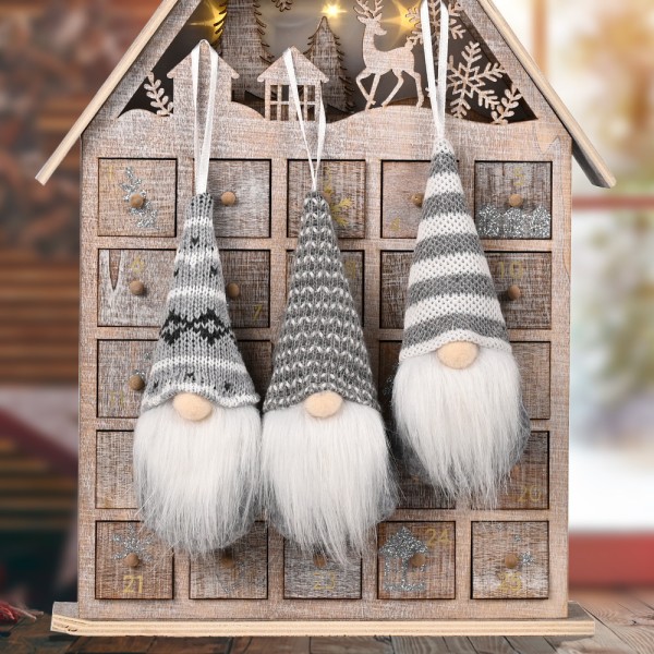 3X julgran hängande gnome plysch docka hängen dekoration grey 3pcs