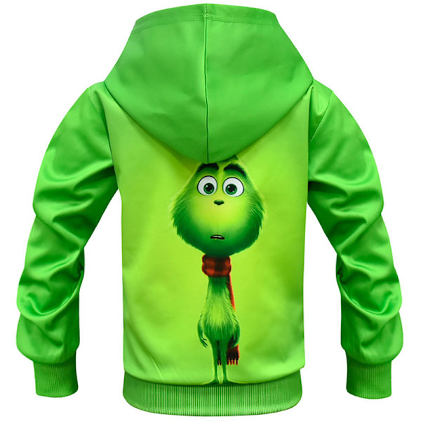 Grinnch Julegenser Hettegenser Langermet Pullover Grønn for Barn Gutter Jenter 160cm