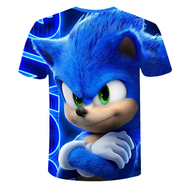 Sonic The Hedgehog Kids Boys 3D T-shirt Casual Tops Game Gift bule 120