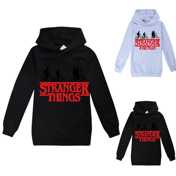 Stranger Things Långärmad T-shirt Hoodie med rund hals Black 150cm