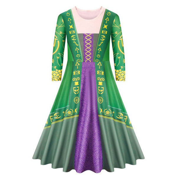 Flickors Sarah Sanderson Cosplay Klänning Halloween Karnevaldräkter 120cm