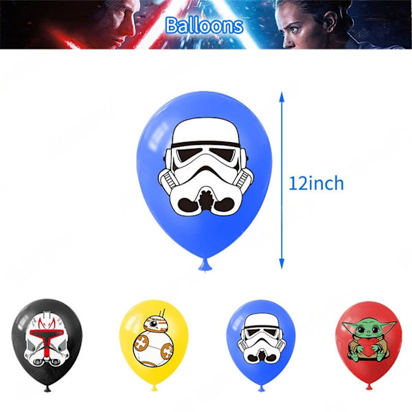Star Wars Tema Fødselsdagsfestartikler Banner Balloner Kage Toppers Dekorationssæt