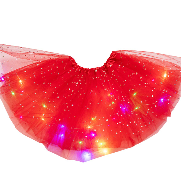 Barnflickor LED Tutu-kjol Festklänning Elastisk Midja Korta Kjolar bright red