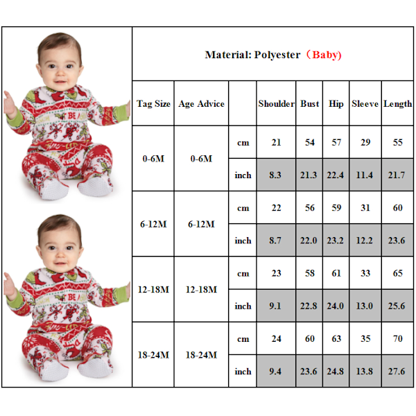 Jouluinen perheen yöasusettti The Grinch -yöasu Baby 6-12M