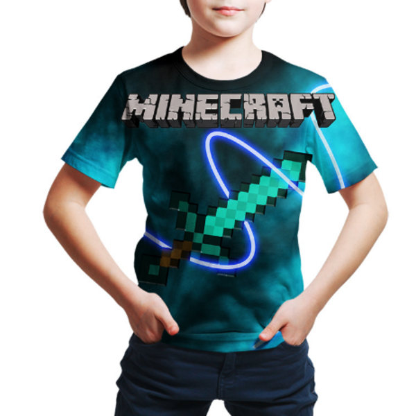 Minecraft 3D-tryckt T-shirt för barn, pojkar, födelsedagspresent, kortärmad topp A 160cm